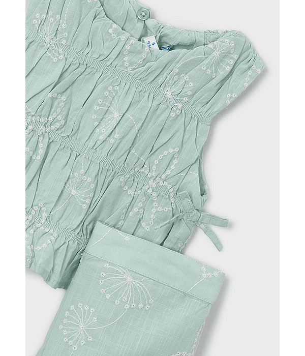 Conj. calça larga bordada