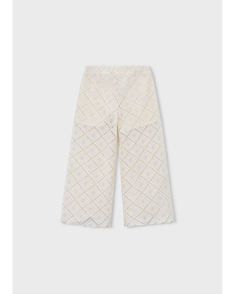 Calças largas de crochê