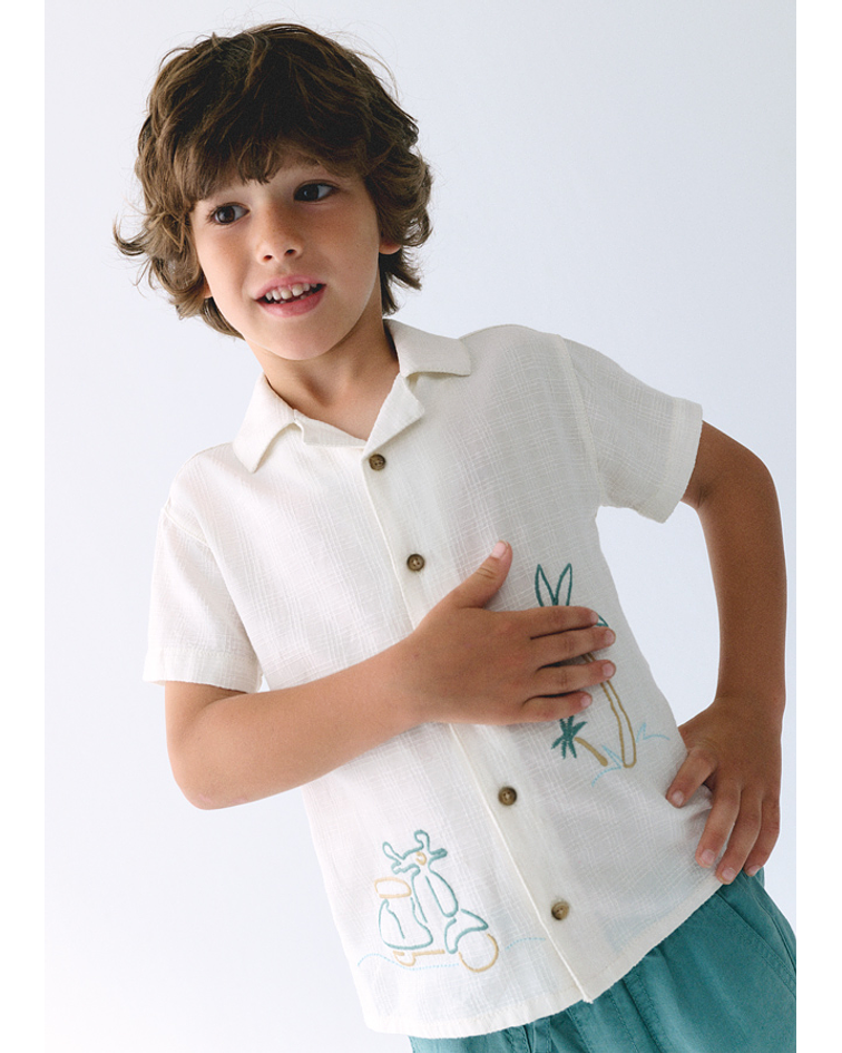 Camisa m/curta bordados