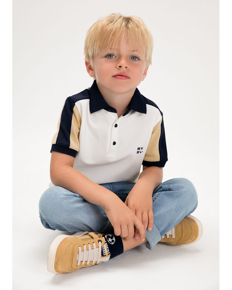 Polo m/curta combinado