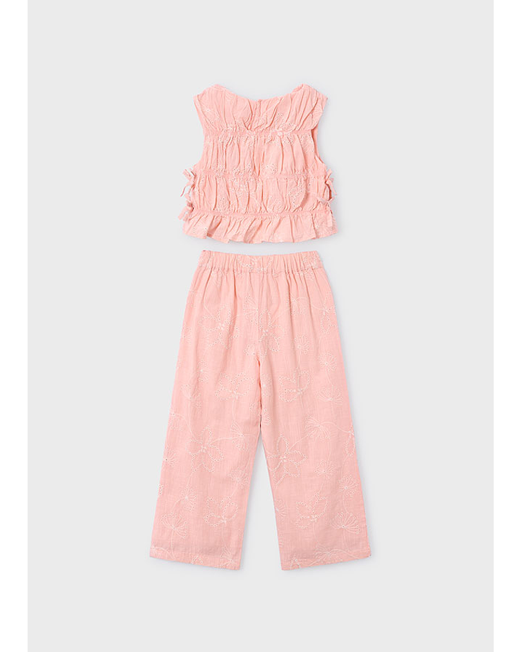 Conj. calça larga bordada