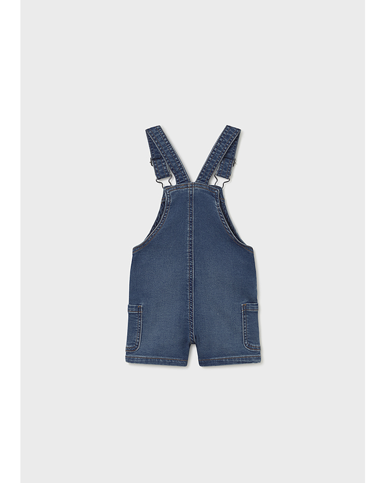 Jardineira calção soft denim