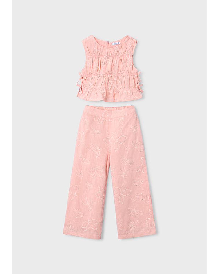 Conj. calça larga bordada