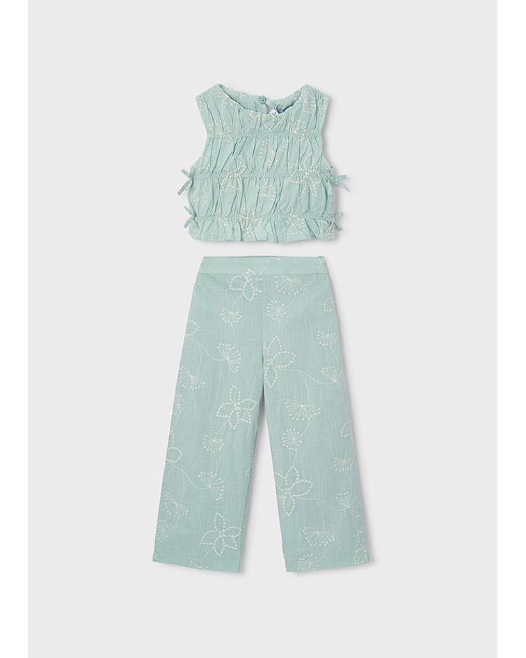 Conj. calça larga bordada