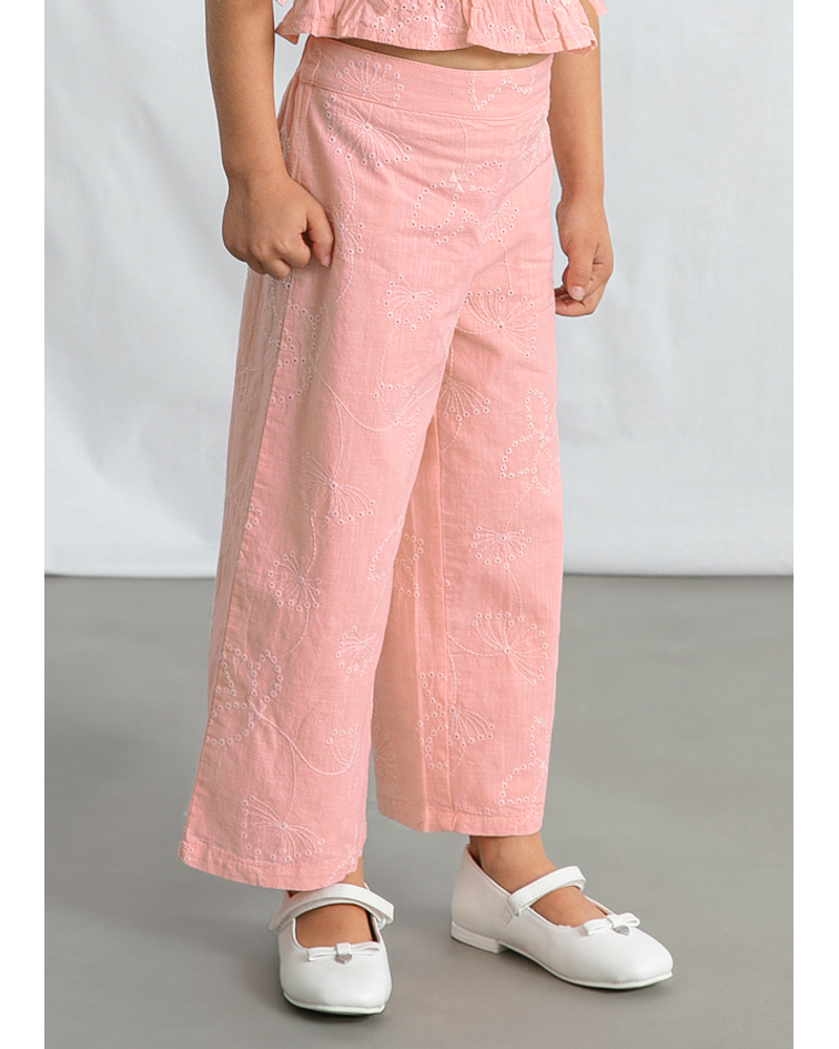 Conj. calça larga bordada