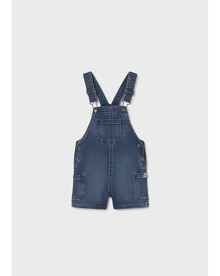 Jardineira calção soft denim