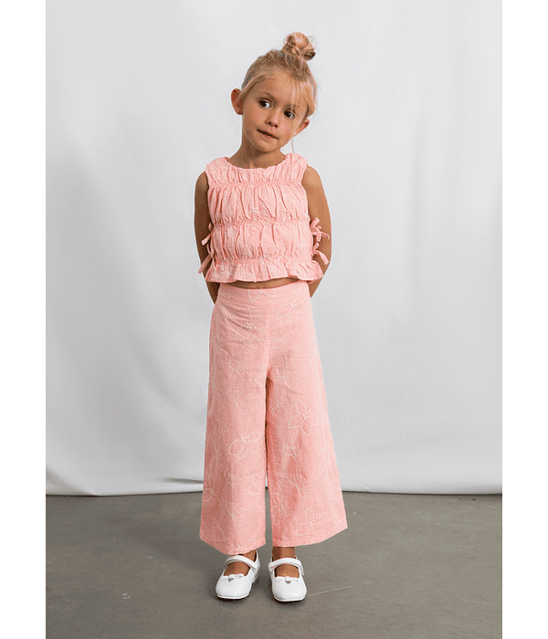 Conj. calça larga bordada