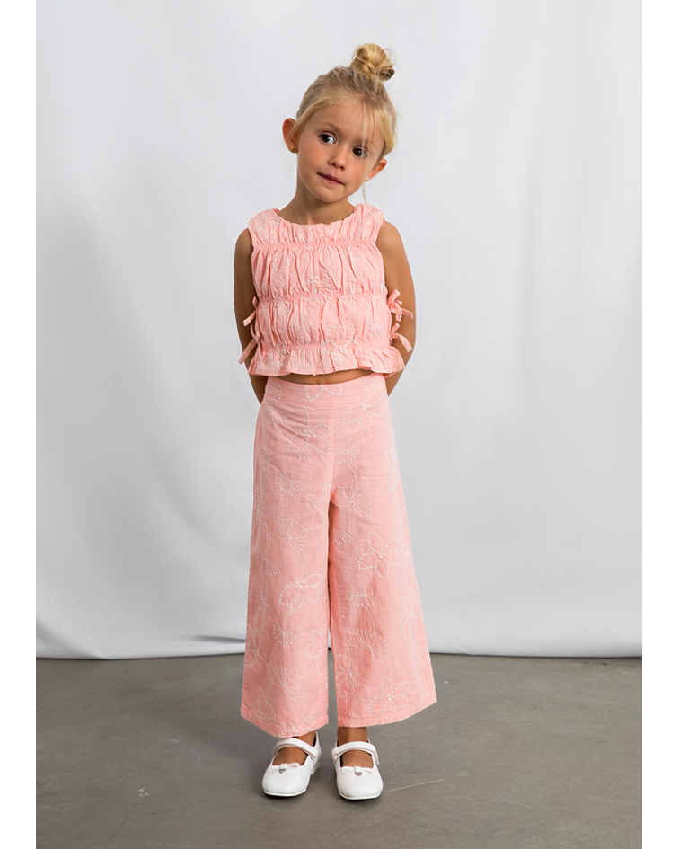 Conj. calça larga bordada