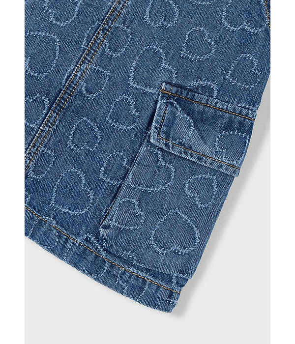 Saia de peito denim corações