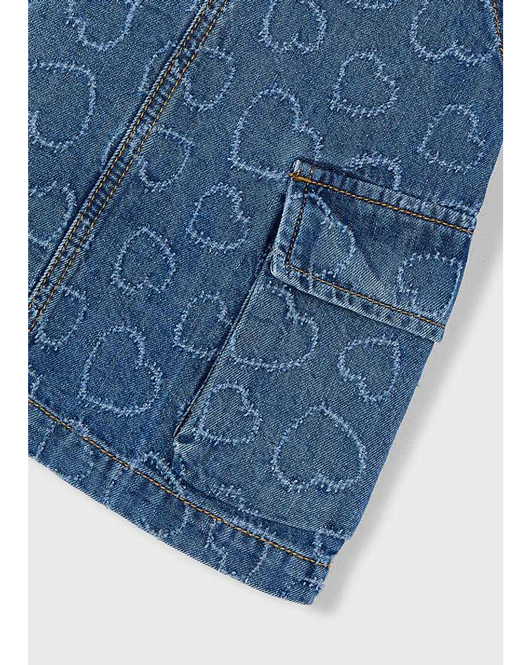 Saia de peito denim corações