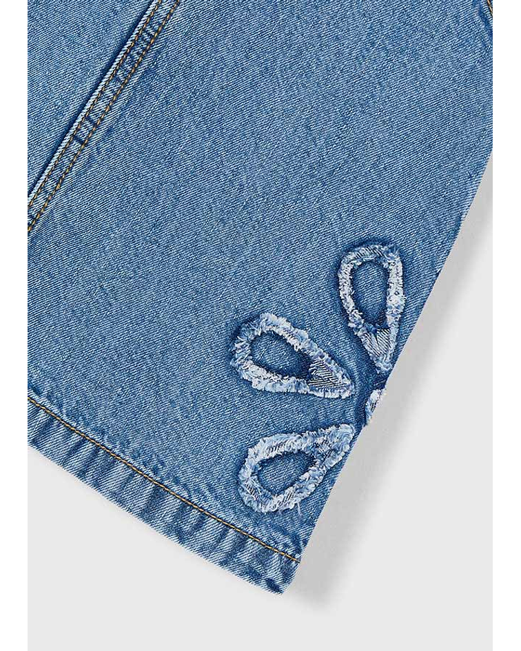 Saia de peito denim corações