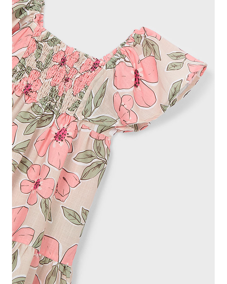 Vestido estampado efeito linh