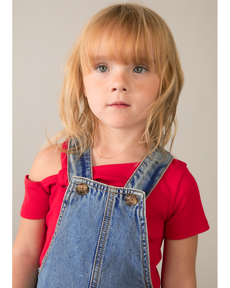 Saia de peito denim corações