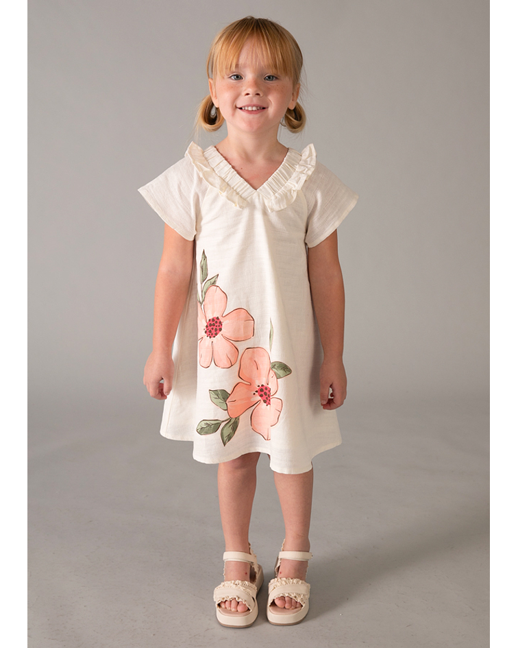 Vestido linho flores