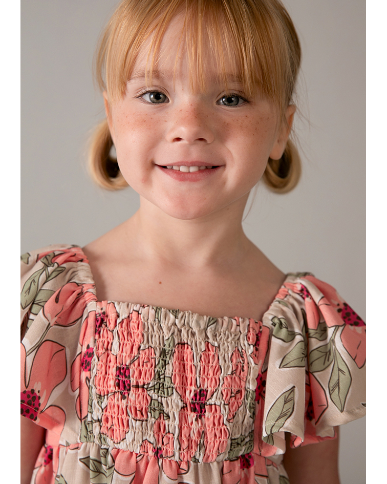 Vestido estampado efeito linh