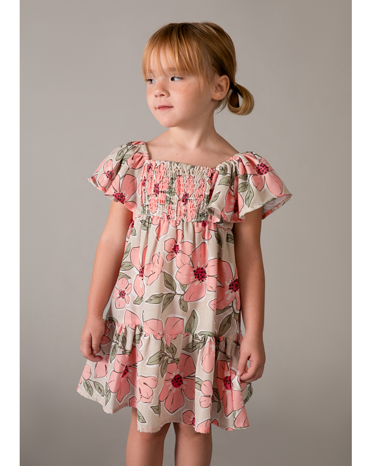 Vestido estampado efeito linh