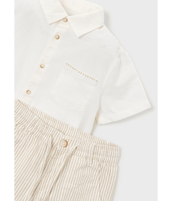 Conj. bermuda linho suiting.