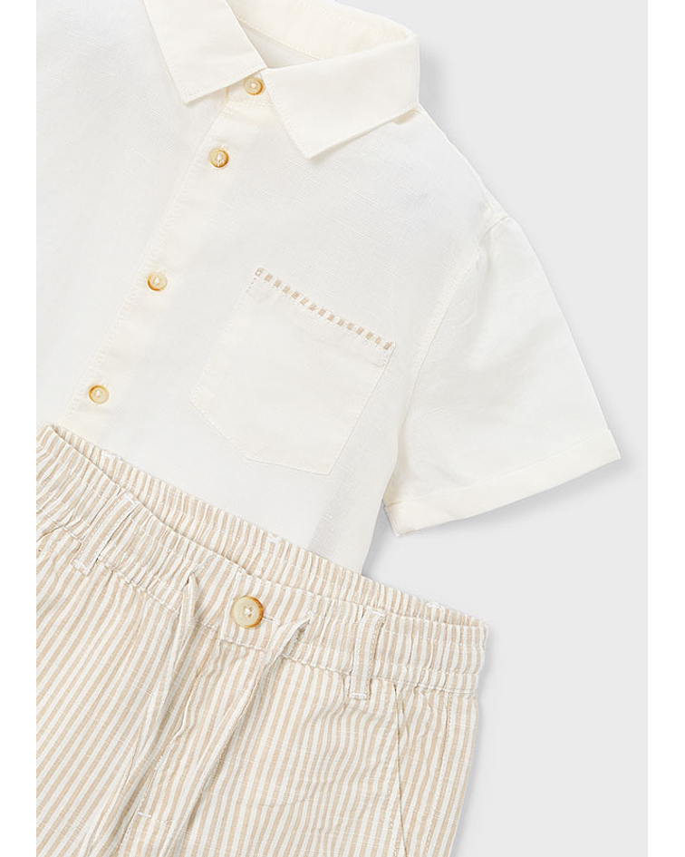 Conj. bermuda linho suiting.