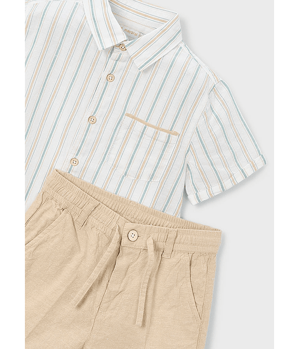 Conj. bermuda linho suiting.