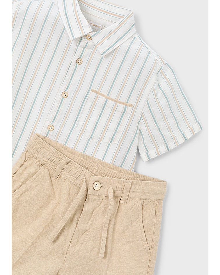 Conj. bermuda linho suiting.