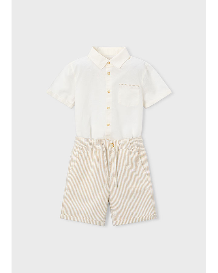 Conj. bermuda linho suiting.