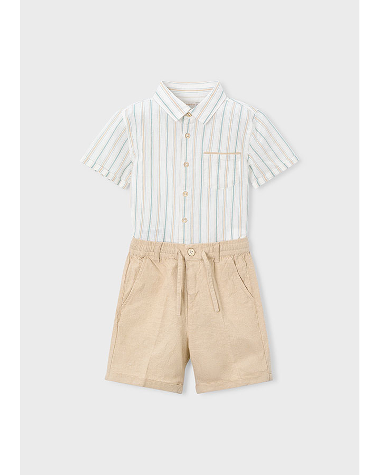 Conj. bermuda linho suiting.