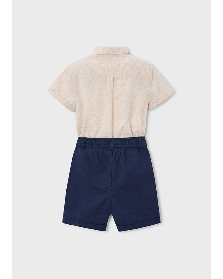 Conj. bermuda linho suiting.