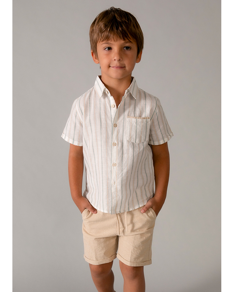 Conj. bermuda linho suiting.