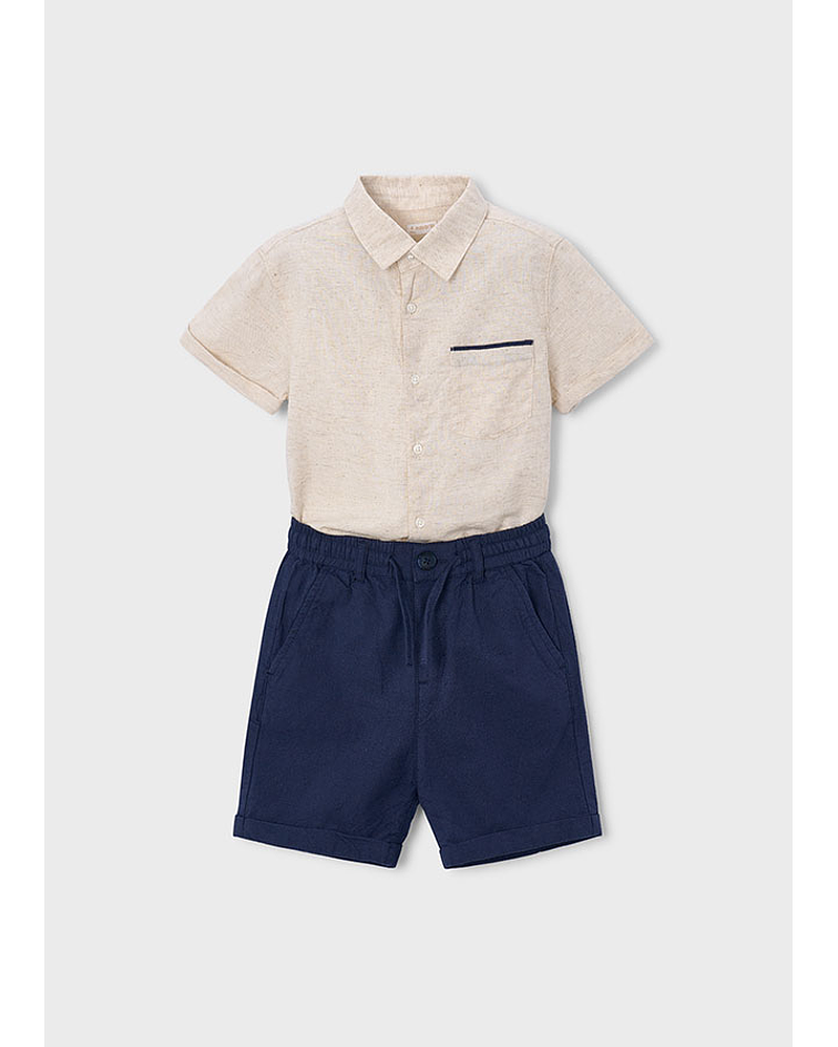 Conj. bermuda linho suiting.