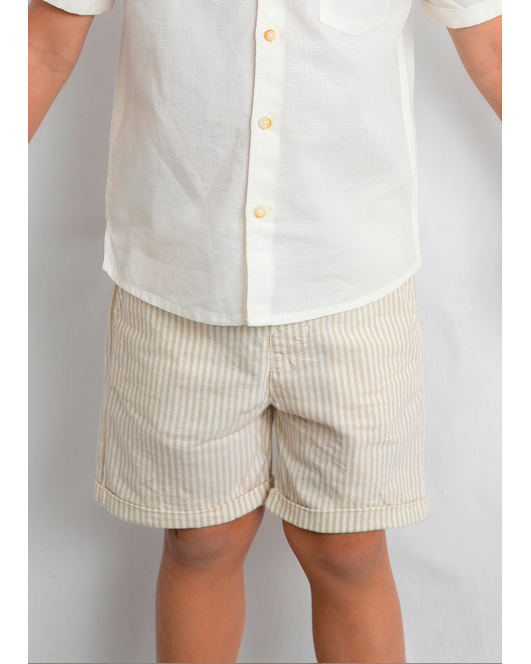 Conj. bermuda linho suiting.