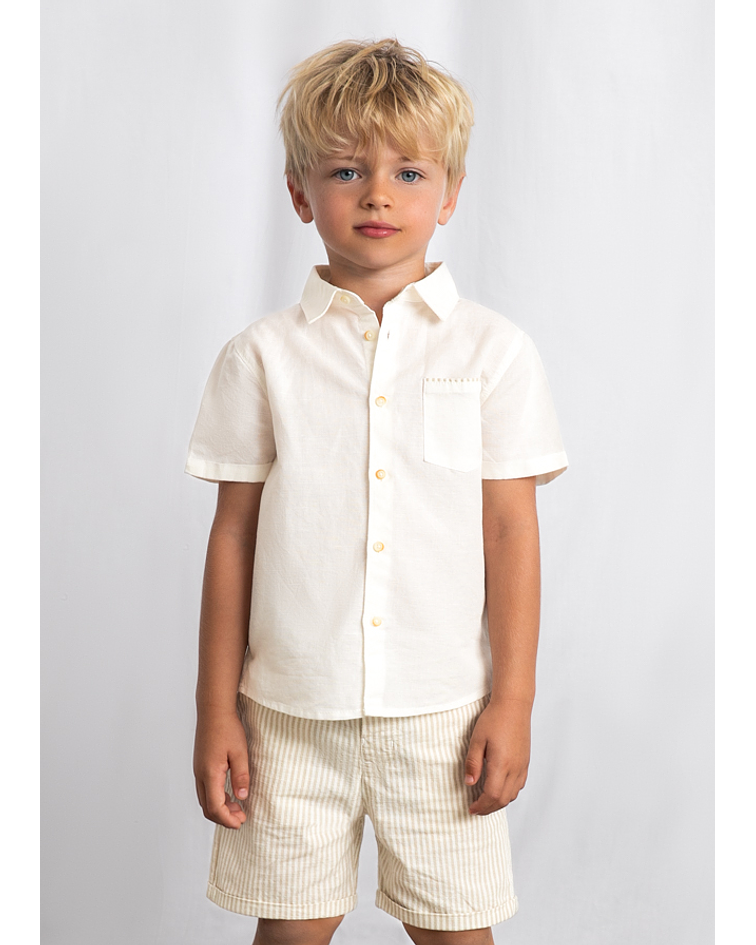 Conj. bermuda linho suiting.