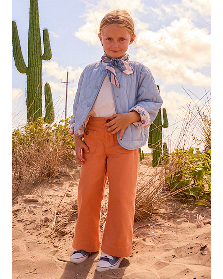 Calças em sarja marinha