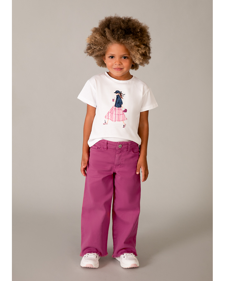 Calça sarja c/ pernas largas