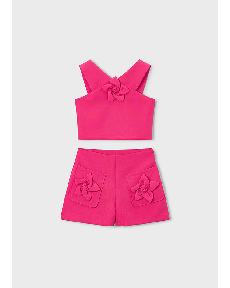 Conj. Top/bermuda flores