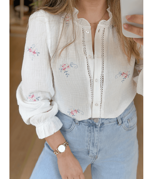 CAMISA BORDADA BRANCA
