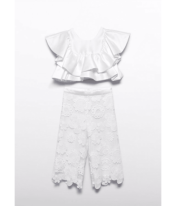 Conj. calça culotte guipur