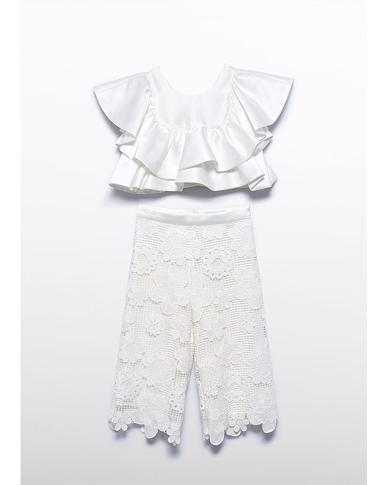 Conj. calça culotte guipur