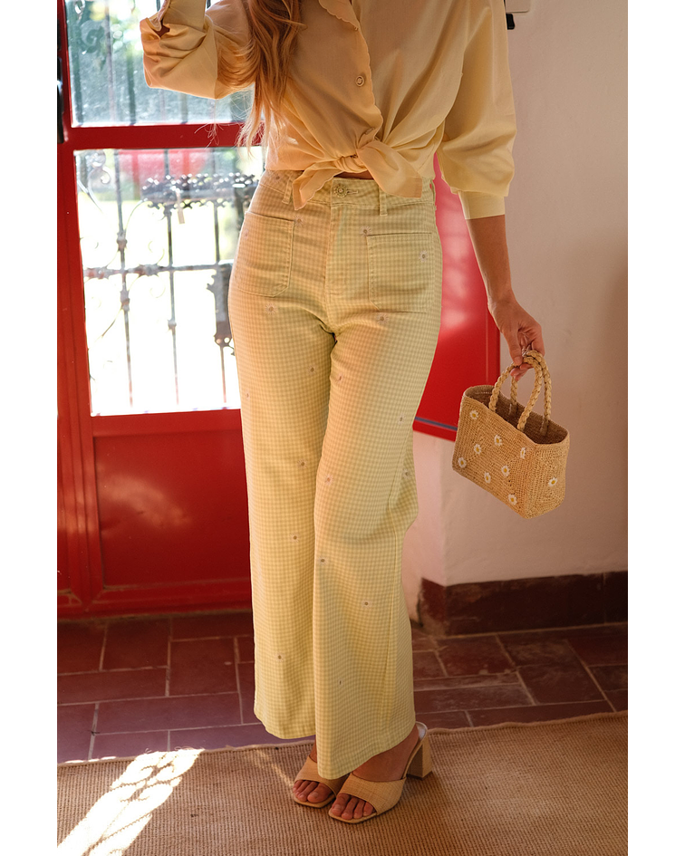 JEANS VICHY COM BORDADOS