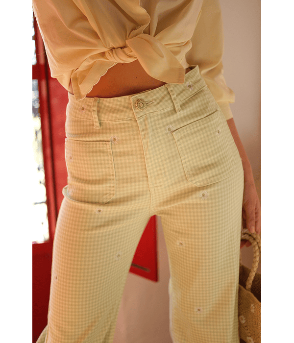 JEANS VICHY COM BORDADOS