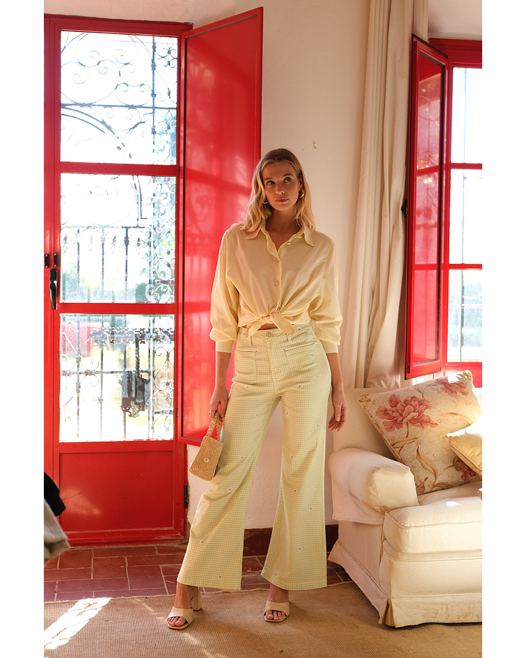 JEANS VICHY COM BORDADOS