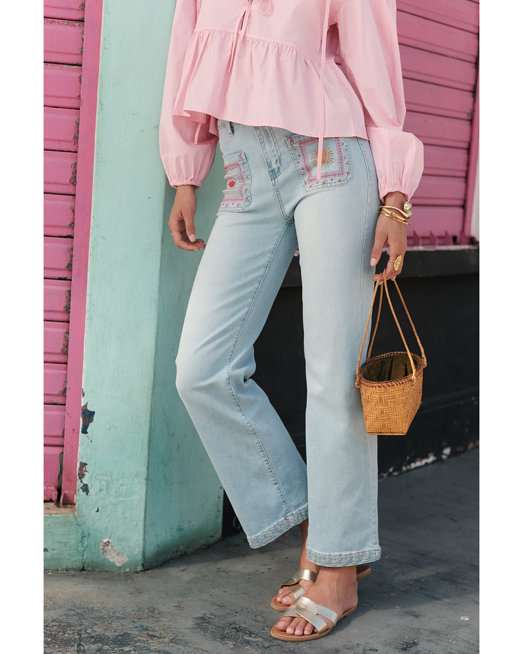 JEANS GANGA COM BORDADOS 