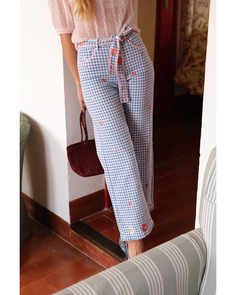 JEANS VICHY COM BORDADOS  