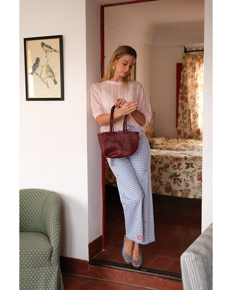 JEANS VICHY COM BORDADOS  