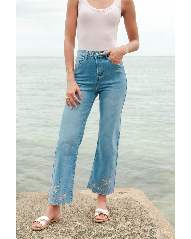 JEANS BORDADOS FLORAIS 