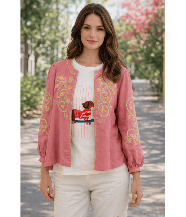 CASACO COM PORMENORES BORDADOS 