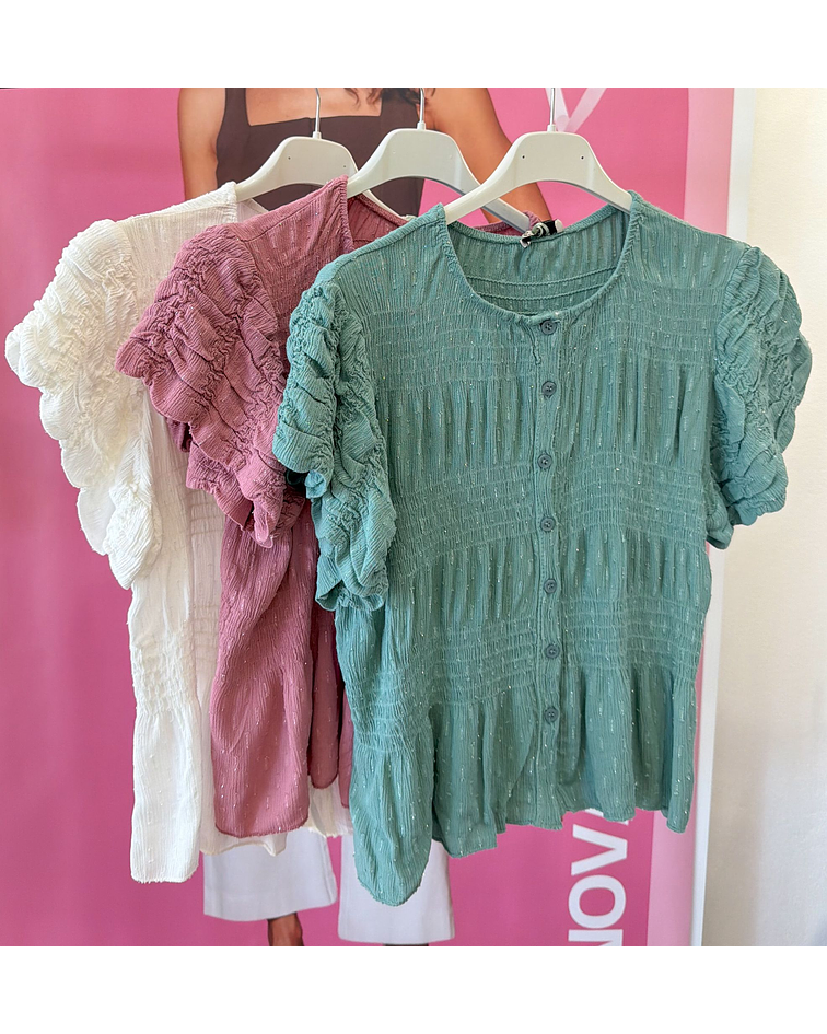 BLUSA BRILHO DRAPEADA