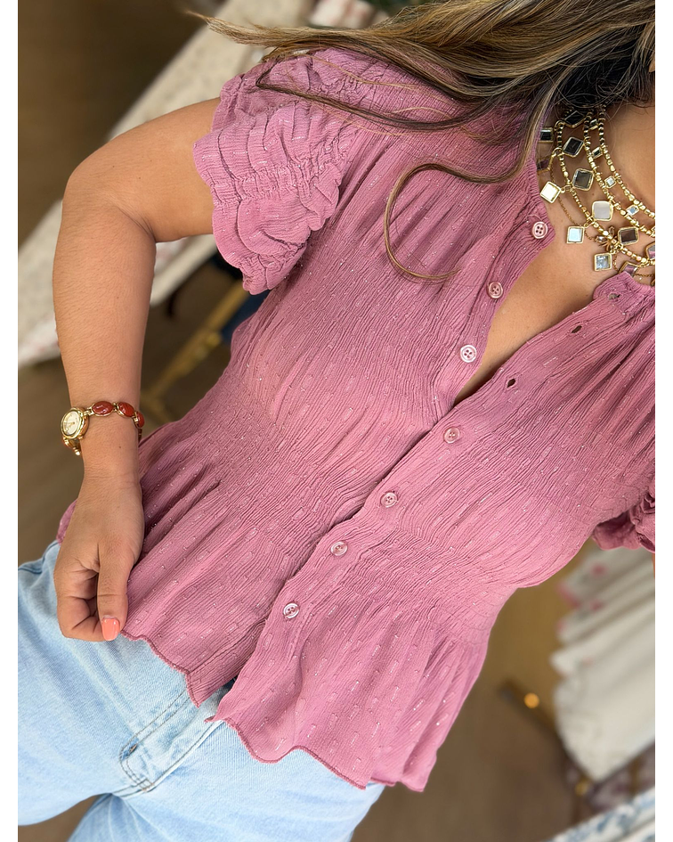 BLUSA BRILHO DRAPEADA