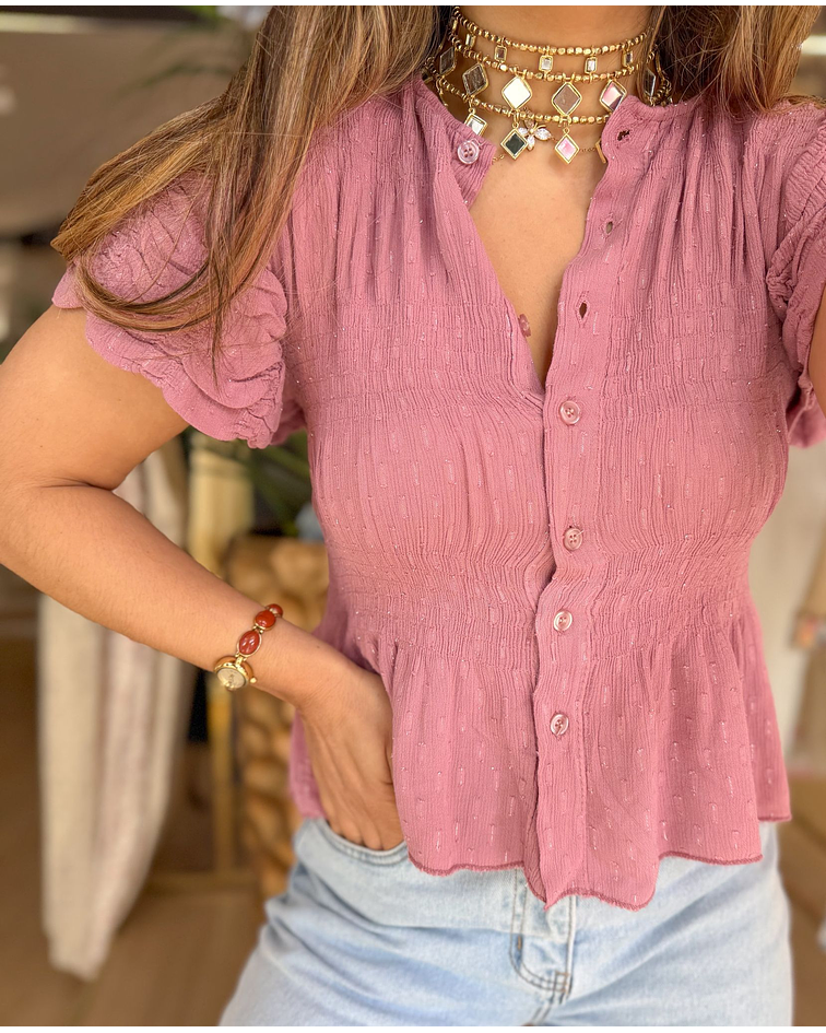 BLUSA BRILHO DRAPEADA