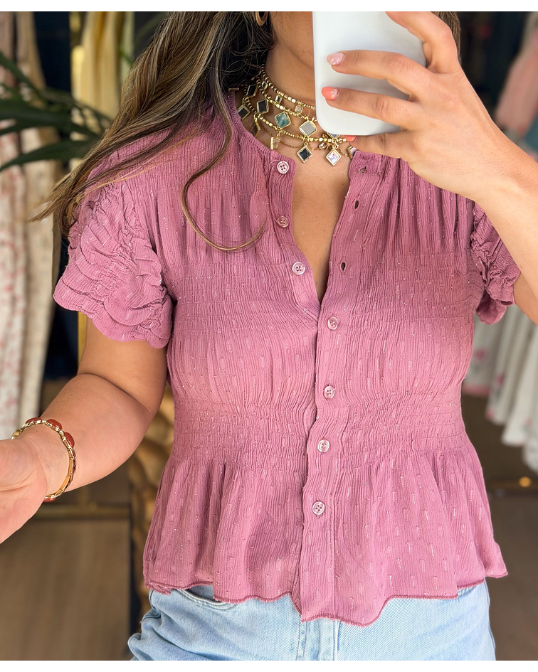 BLUSA BRILHO DRAPEADA