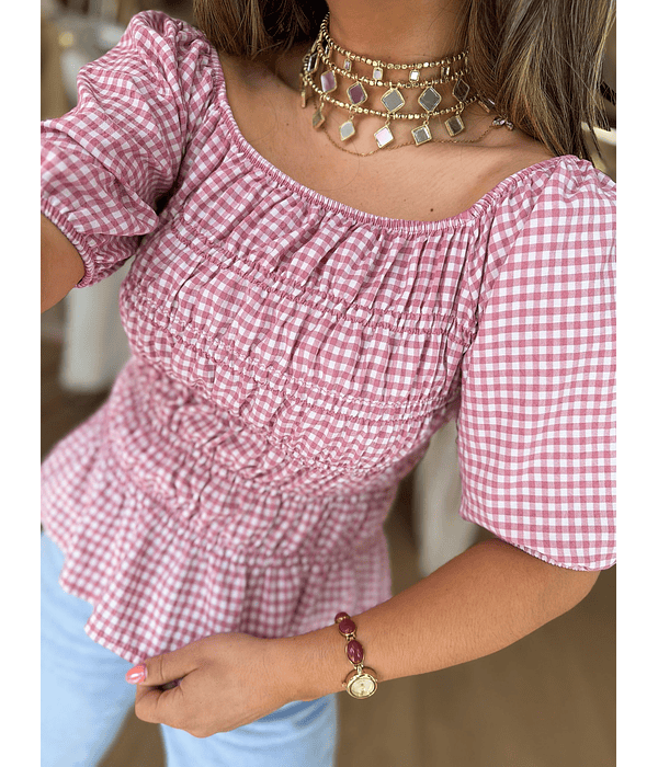 BLUSA VICHY C/ FOLHO